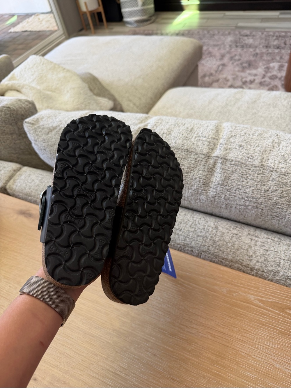 Birkenstock Black Gizeh Thong Sandals with Silver Buckle - Picture 4 of 5